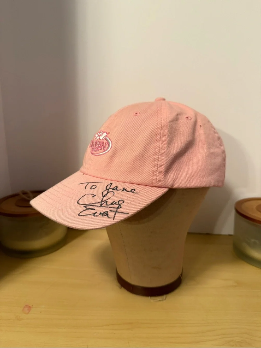 Pink Baseball Cap - Autographed by Chris Everet